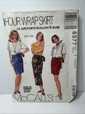 McCall's Women's Wrap Skirt Pattern 6377 sizes Large- XLarge
